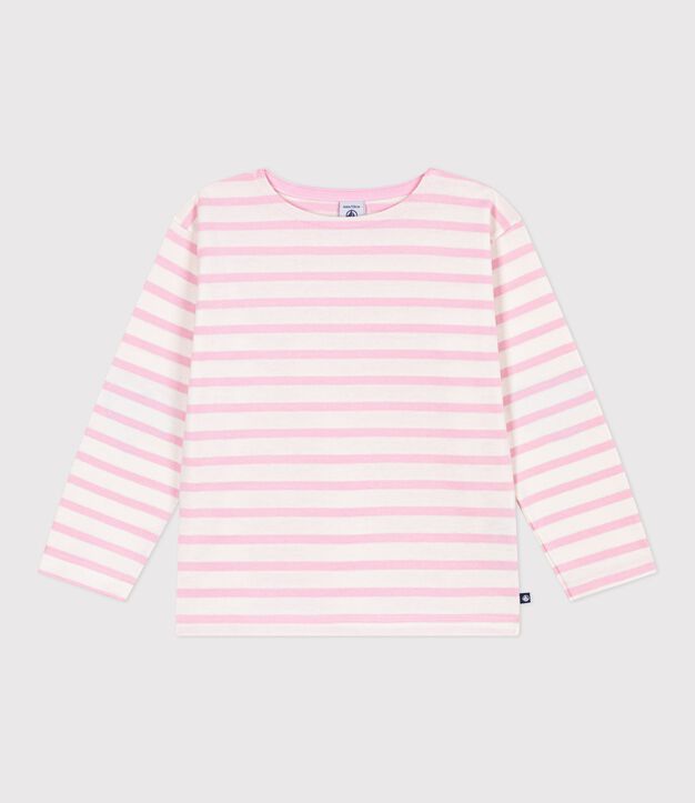 Marini&egrave;re in cotone a righe bambino rosa/rosa