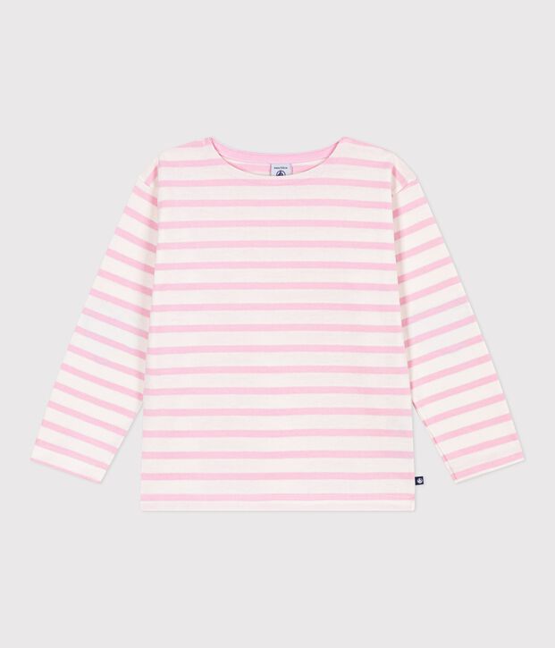 Marini&egrave;re in cotone a righe bambino rosa/rosa