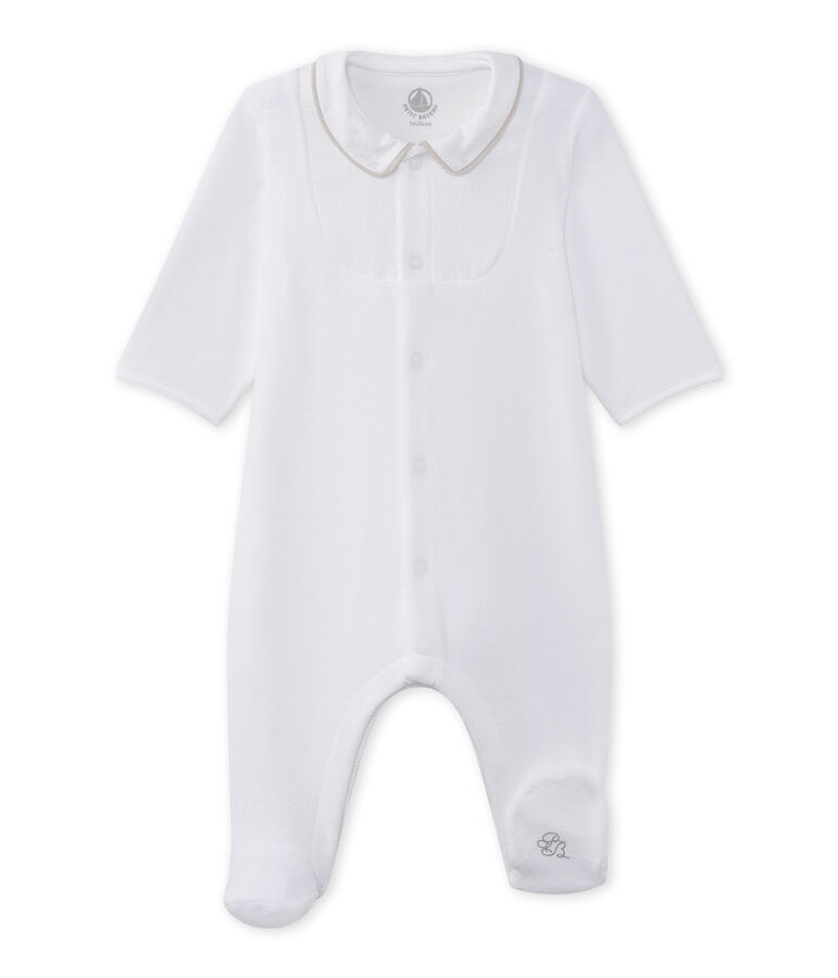 Tutina beb&eacute; unisex in cotone bianco ECUME