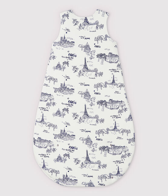 Sacco nanna tela di Jouy Parigi bebè in costina bianco MARSHMALLOW/blu MEDIEVAL