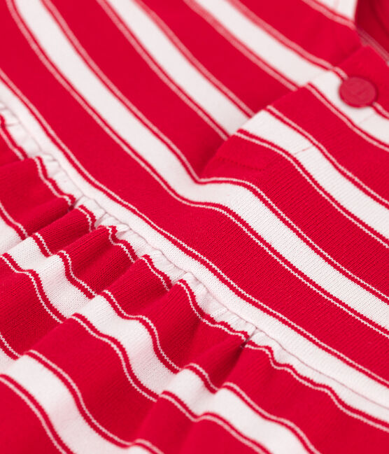 Abito bebè a maniche corte in jersey spesso a righe rosso PEPS/bianco MARSHMALLOW