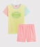 Pigiama a righe multicolori corto bambina a costine giallo SUNNY/bianco MULTICO