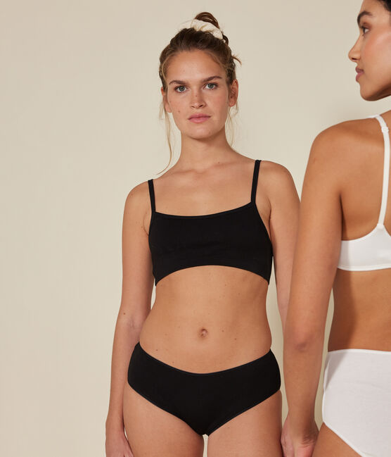 Brassière donna in cotone elastam tinta unita nero BLACK