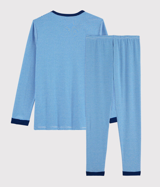 Pigiama millerighe unisex a costine blu RUISSEAU/bianco MARSHMALLOW