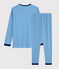 Pigiama millerighe unisex a costine blu RUISSEAU/bianco MARSHMALLOW