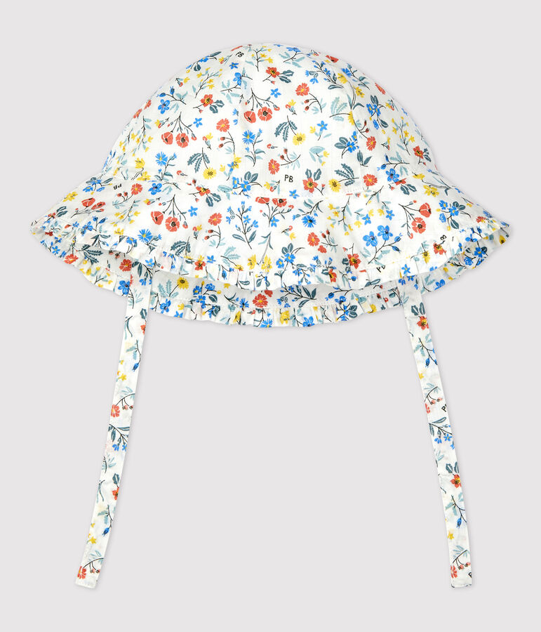 Cappellino fantasia a fiori beb&egrave;. bianco/multicolore
