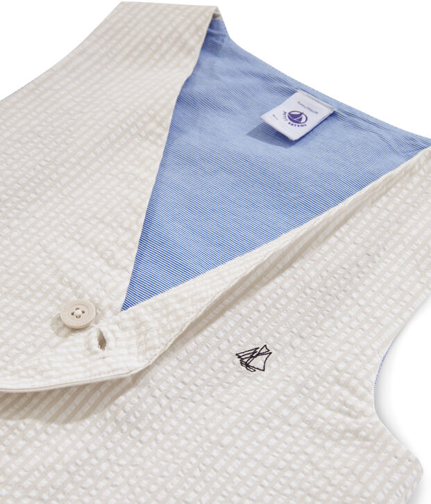 Gilet senza maniche bambino beige/bianco