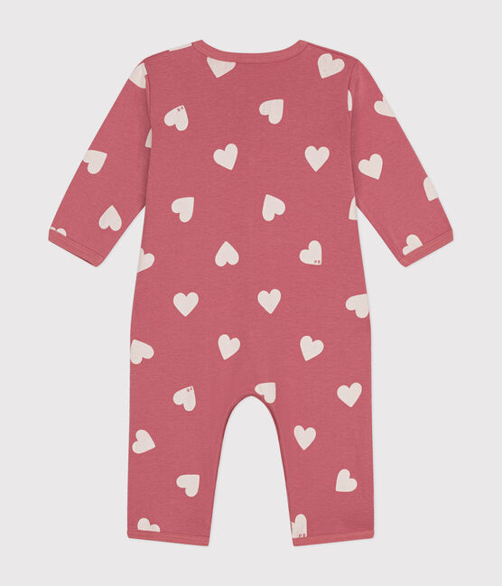 Pigiama bebè senza piedini in cotone stampato neonato rosa ROSEWOOD/ MARSHMALLOW