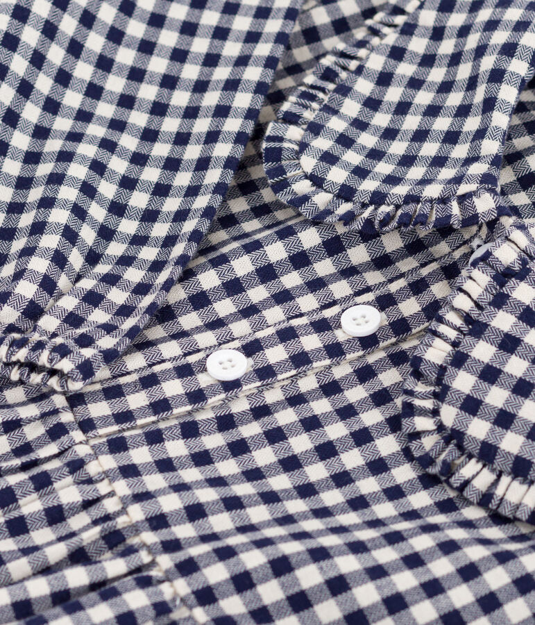 Abito a maniche lunghe in flanella a quadri bambina blu SOIR/ MILK