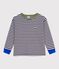 T-shirt a maniche lunghe in cotone a righe bambino blu SOIR/ MILK