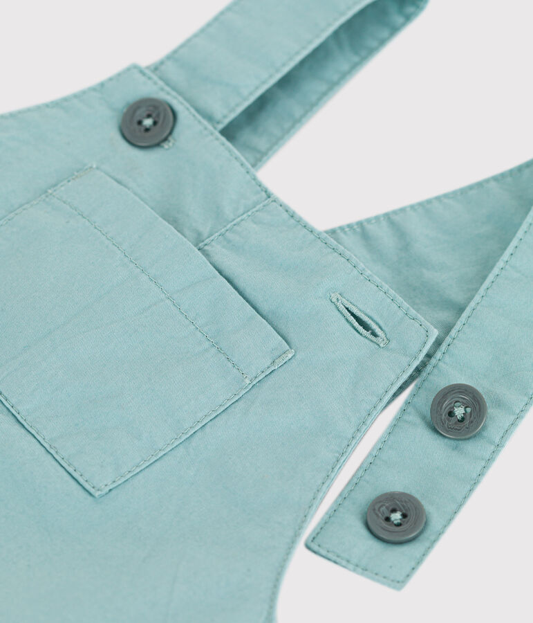 Salopette corta beb&egrave; in tessuto serge verde