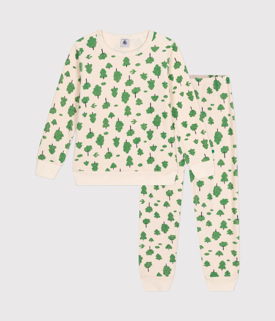 Pigiama in spugna bouclette garzata con alberi stampati bambino bianco AVALANCHE/ MULTICO