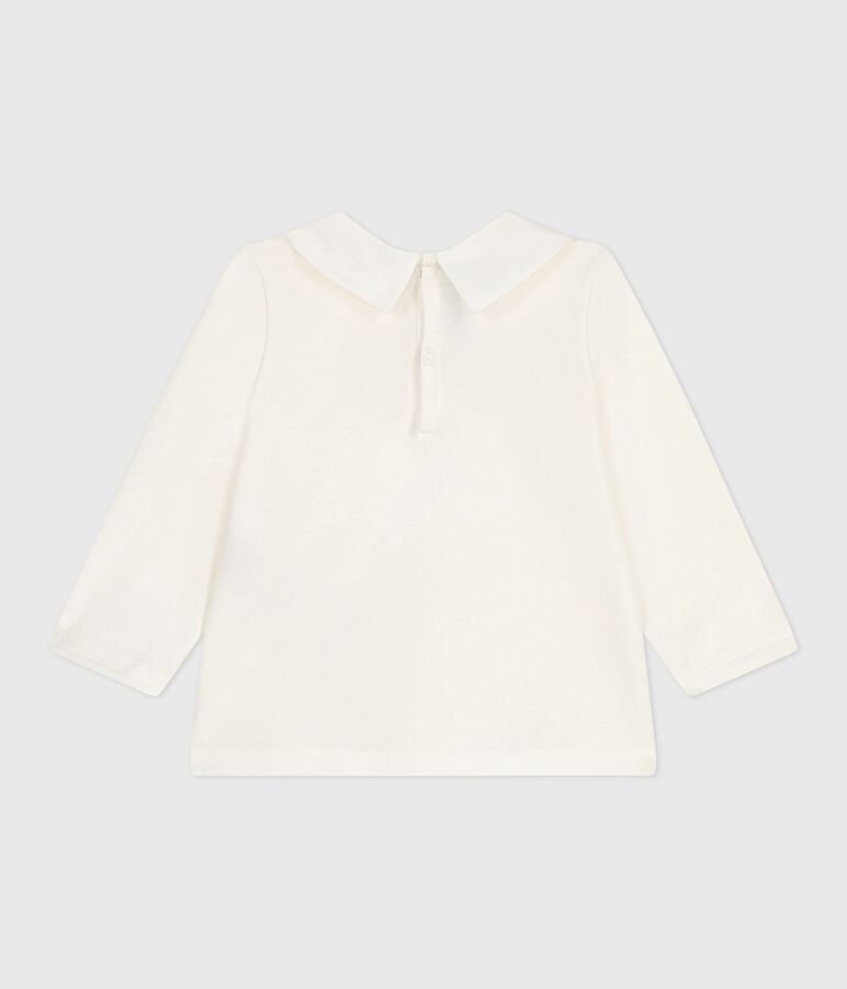 Blusa a maniche lunghe in cotone con colletto ricamato neonato bianco MARSHMALLOW