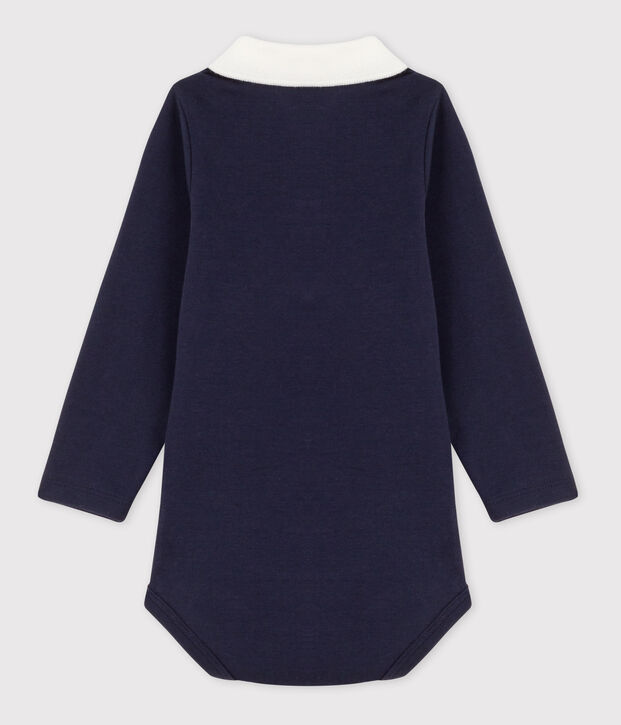 Body con colletto a polo in cotone tinta unita neonata SMOKING