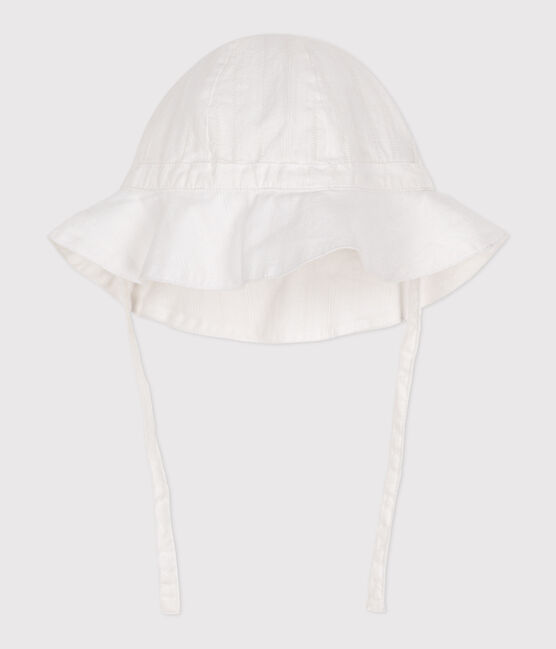 Cappellino in popeline tinta unita neonata bianco ECUME