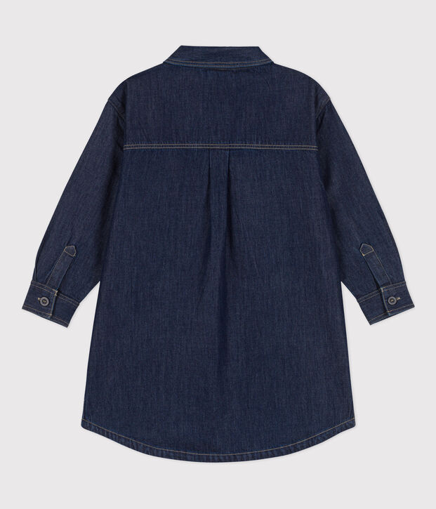 Abito maniche lunghe in denim bambina blu