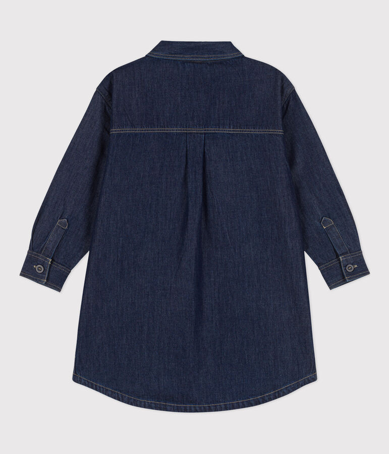 Abito maniche lunghe in denim bambina blu