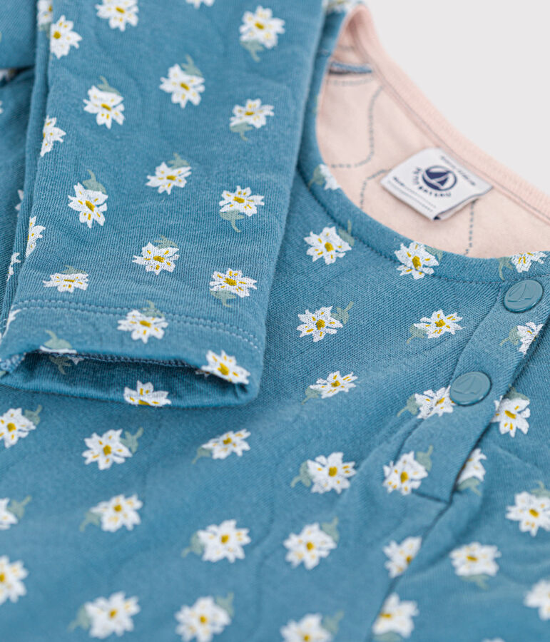 Abito a fiori a maniche lunghe in tubique bambina blu/multicolore