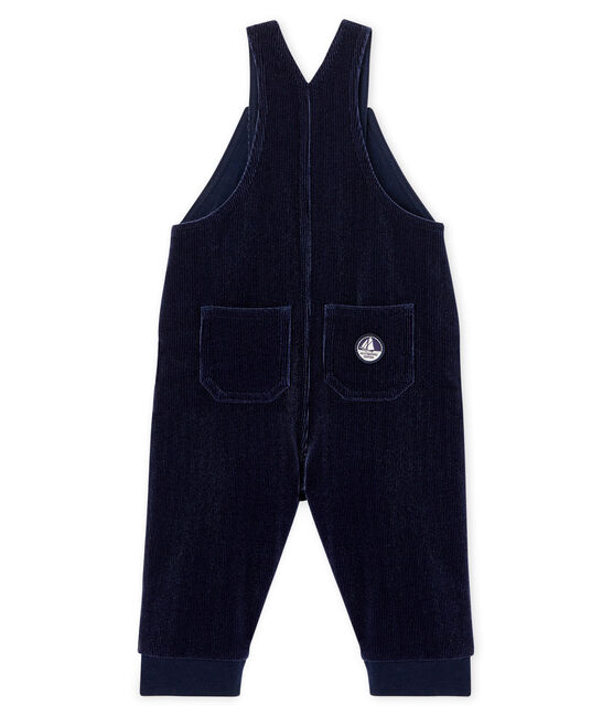 Salopette lunga maschietto in maglia di velluto a costine blu SMOKING