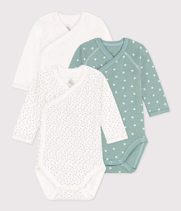CONFEZIONE DA 3 BODY A MANICHE LUNGHE IN COTONE PER NEONATI multicolore