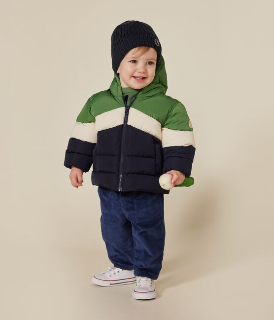 Piumino color block con cappuccio neonato PALMERAIE/ MULTICO