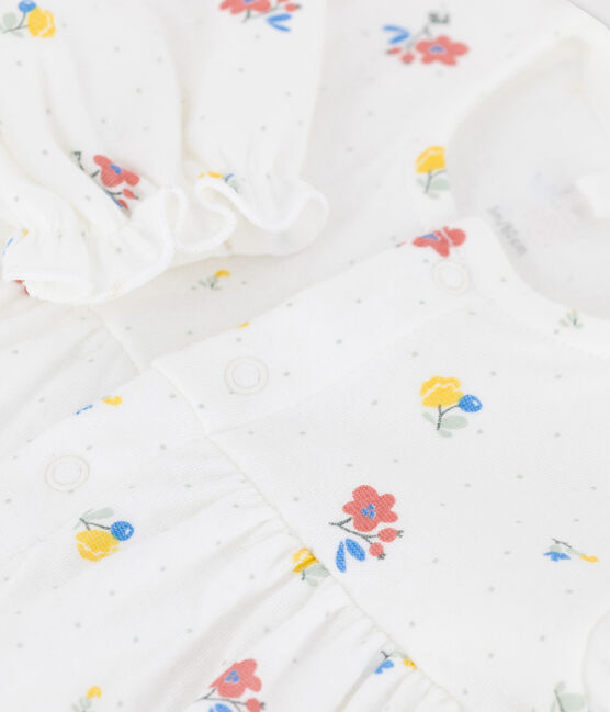 Abito bebè in tubique biologico fantasia floreale bianco MARSHMALLOW/bianco MULTICO
