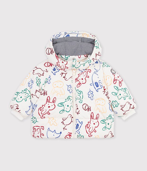 Piumino in poliestere con stampa animalier neonato ecru/multicolore
