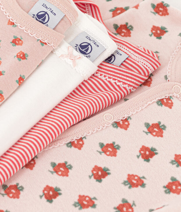 Set di un pigiama beb&egrave; e tre body a fiori multicolore