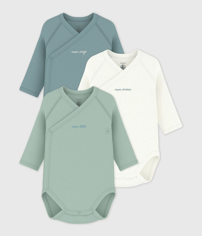 Set di body incrociati a maniche lunghe in cotone fantasia neonato multicolore