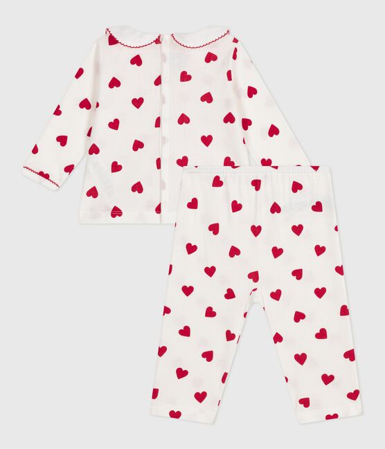 Pigiama 2 pezzi con stampa a cuori neonato bianco MARSHMALLOW/rosso TERKUIT