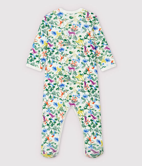 Tutina pigiama giungla bebè in cotone bianco MARSHMALLOW/bianco MULTICO