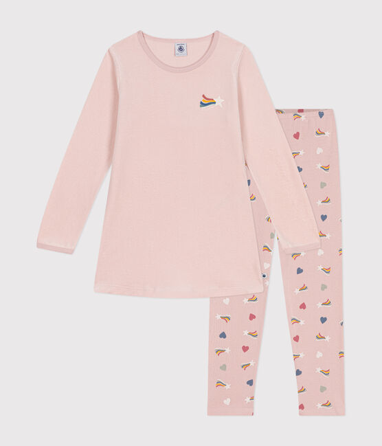 Camicia da notte in velluto bambino. rosa SALINE/bianco MULTICO