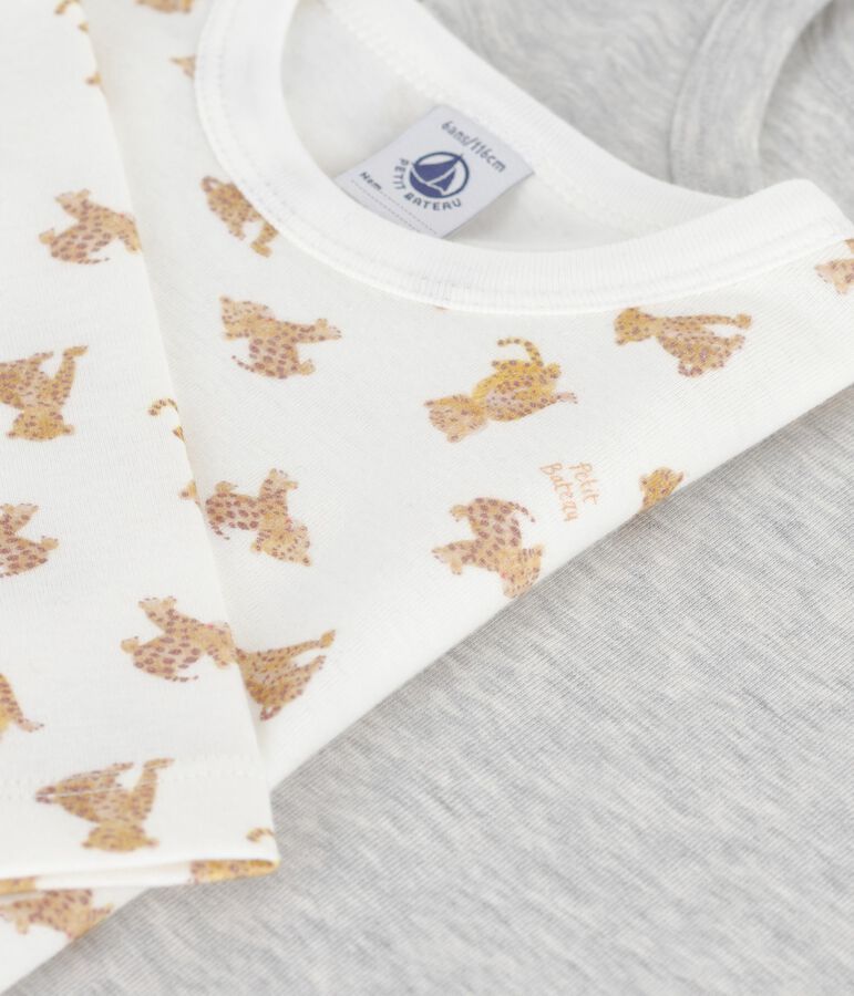 Set di T-shirt a maniche lunghe in cotone con leopardi stampati bambino multicolore