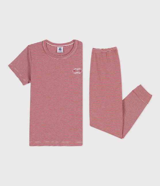 Pigiama a maniche corte millerighe unisex in cotone STOP/ MARSHMALLOW