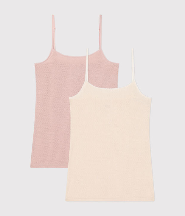Confezione da 2 canottiere con spalline in cotone traforato donna multicolore