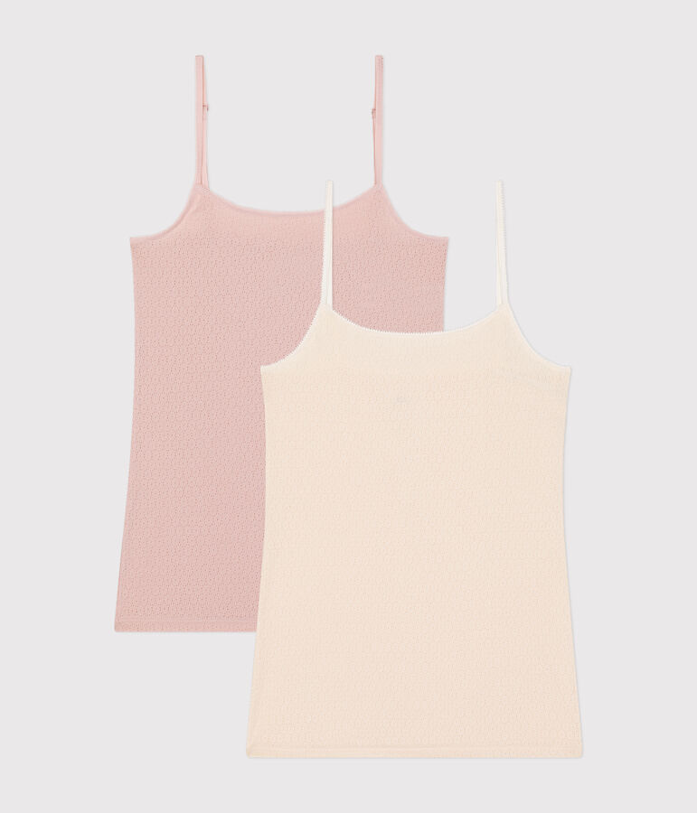 Confezione da 2 canottiere con spalline in cotone traforato donna multicolore