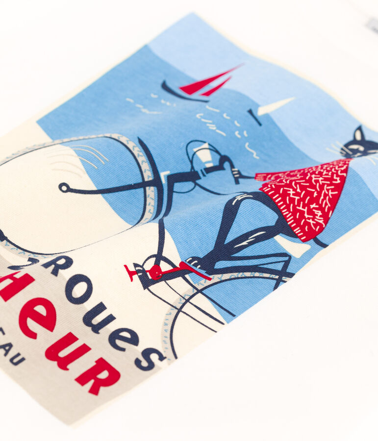 T-shirt maniche lunghe in cotone bambina bianco