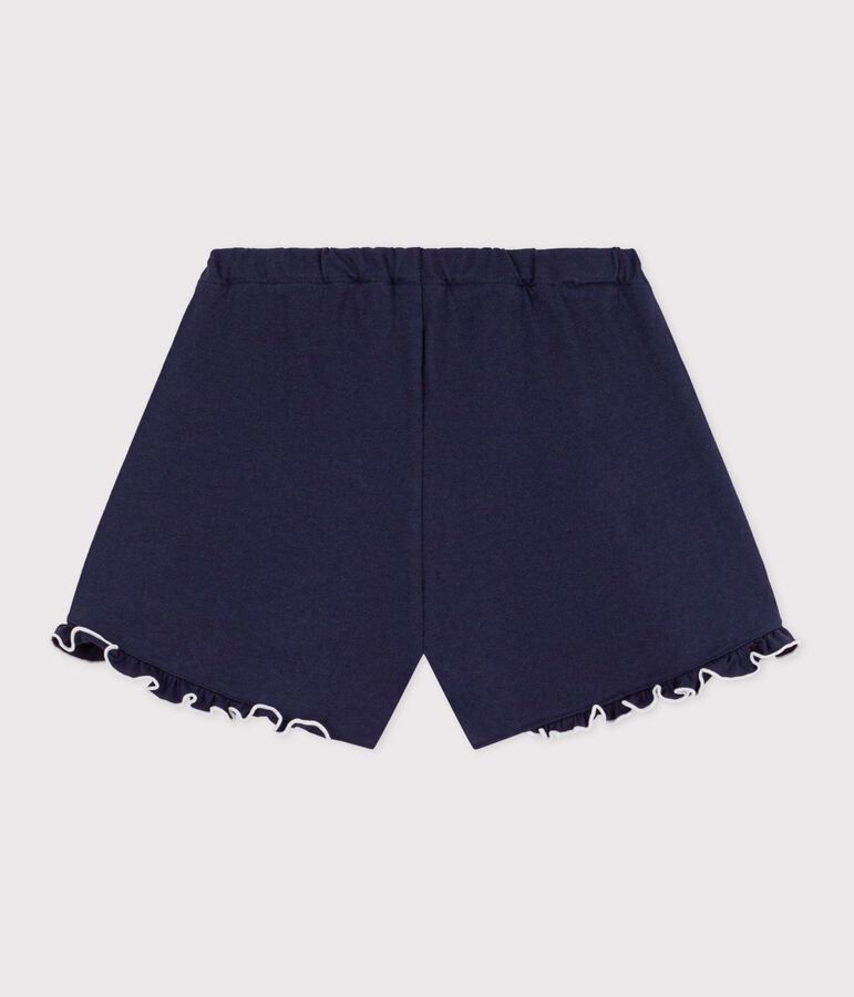 Shorts in cotone tinta unita bambina blu