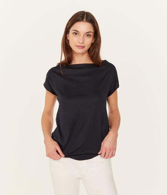 T-shirt maniche corte donna in cotone sea island blu MARINE
