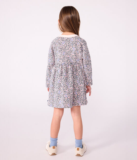 Abito bambina a maniche lunghe in cotone rosa JOLI/bianco MULTICO