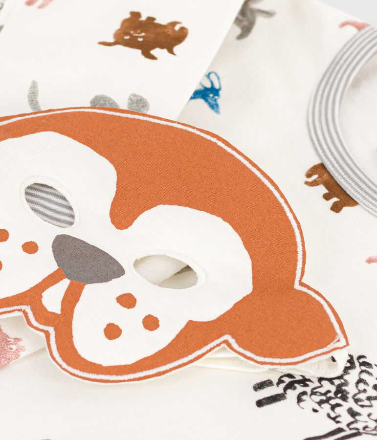 Pigiama travestimento con maschera bambino unisex in tessuto felpato bianco/multicolore