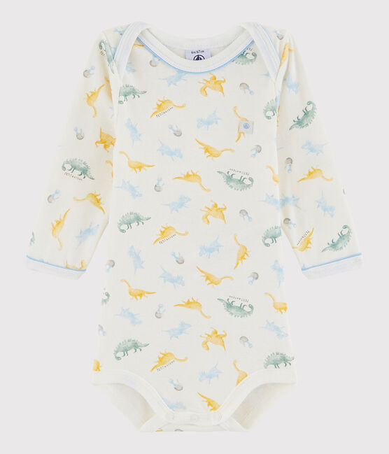 Body manica lunga bebè maschietto bianco MARSHMALLOW/blu BLEU/ MULTICO