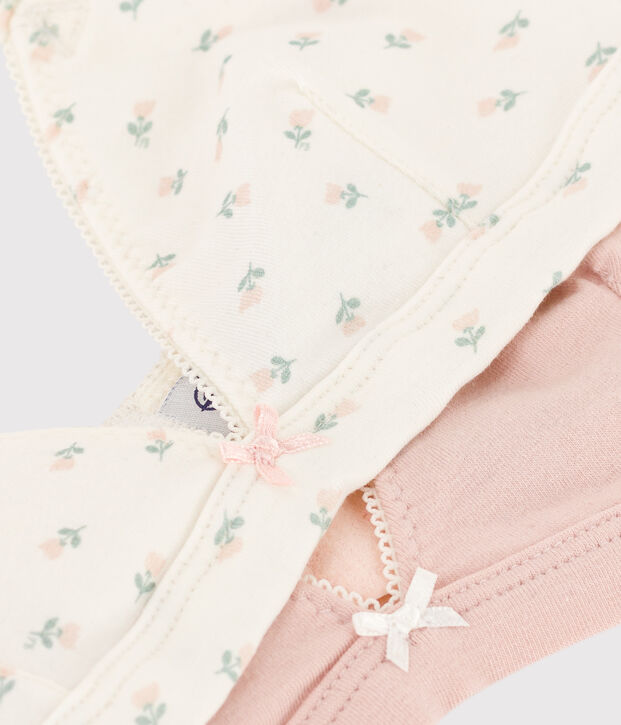 Confezione di 2 reggiseni ragazza in cotone ed elastam a fiori multicolore