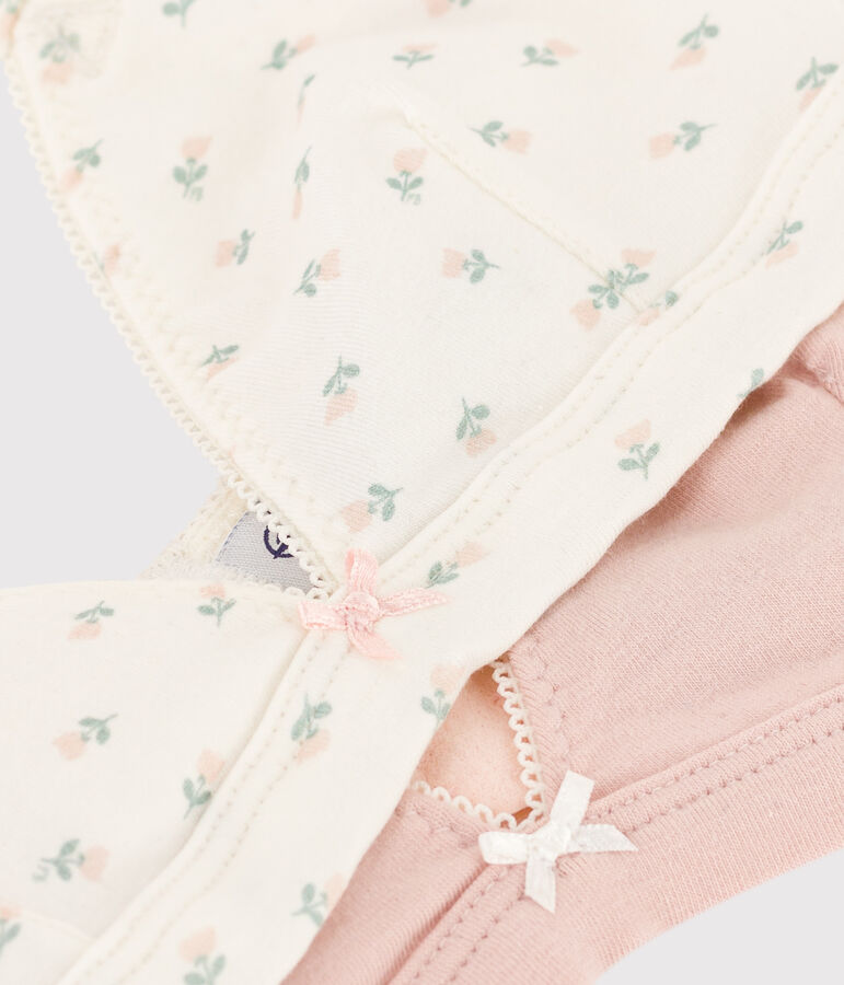 Confezione di 2 reggiseni ragazza in cotone ed elastam a fiori multicolore