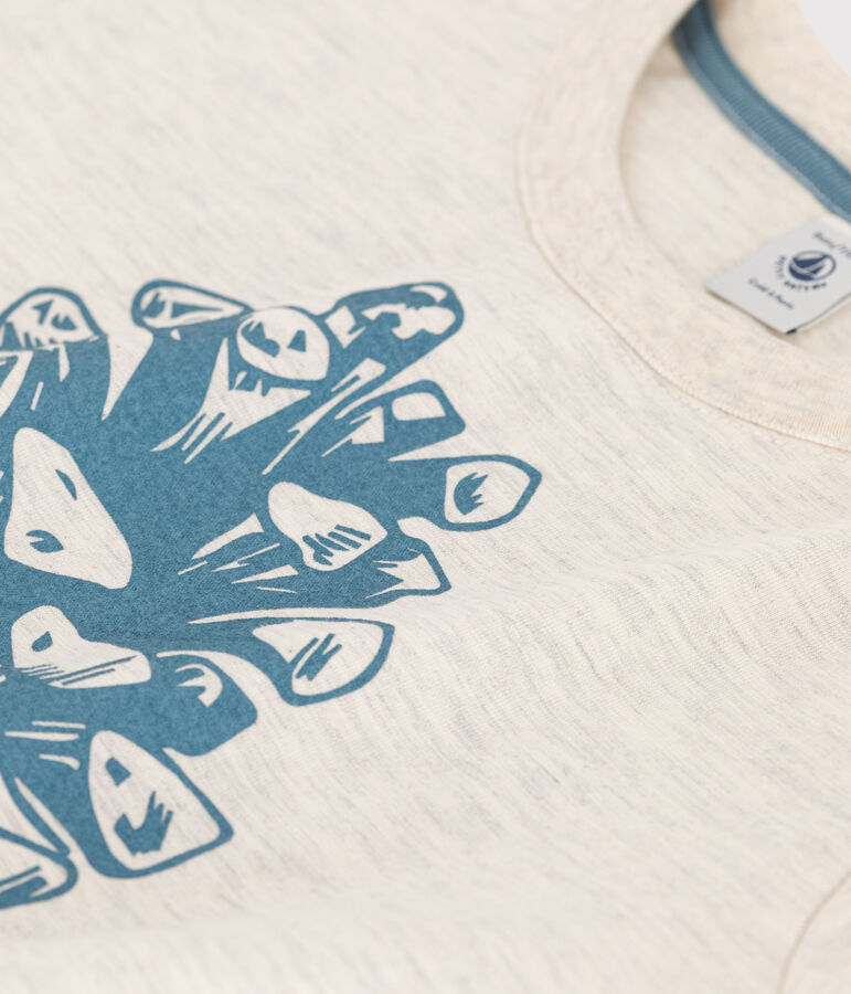 T-shirt bambino a maniche lunghe in cotone beige MONTELIMAR CHINE