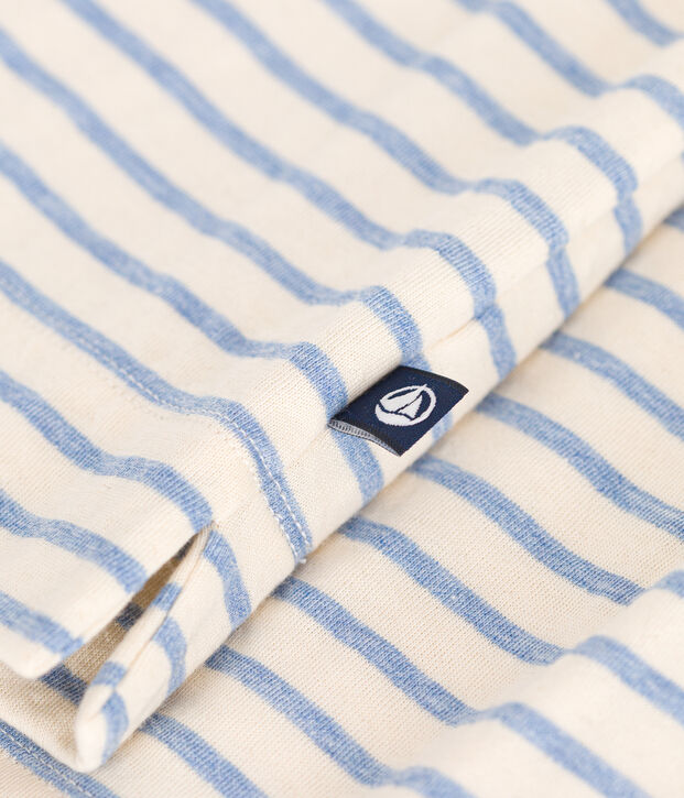 T-shirt Le Boxy in tubique donna ecru/blu