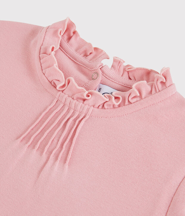 T-shirt bambina a maniche lunghe in cotone rosa