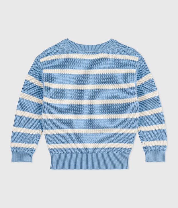 Pullover in maglia bambino blu/ecru