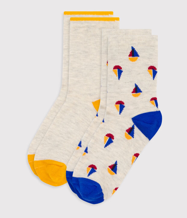 2 paia di calzini in cotone con barche stampate bambino multicolore