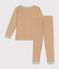 Pigiama bambino in cotone a righe marrone CUIVRE/ MARSHMALLOW